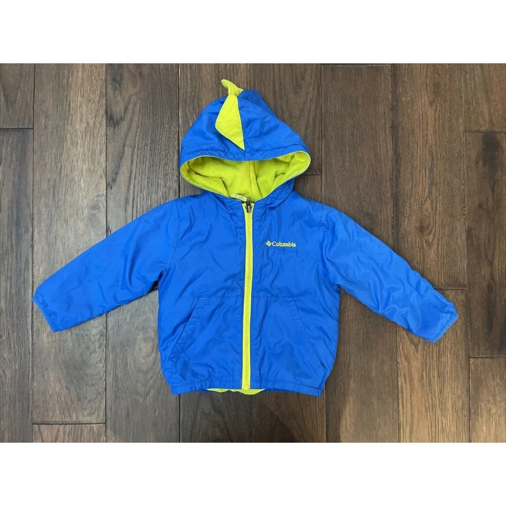 Columbia Toddler Kitterwibbit Jacket Size 18-24 Months‎ Blue Yellow Hooded Coat